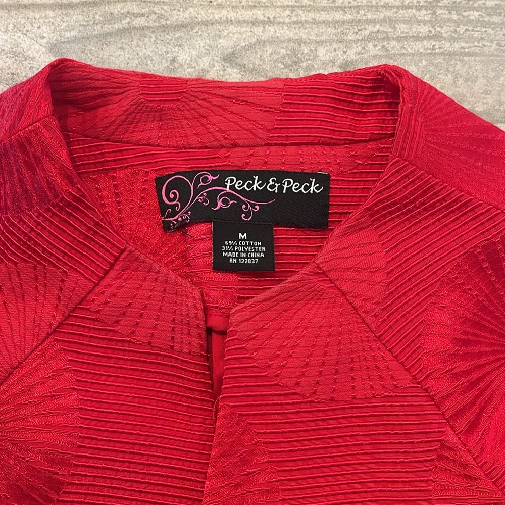 Vintage Peck & Peck Red Patterned Open Face Jacket - image 4